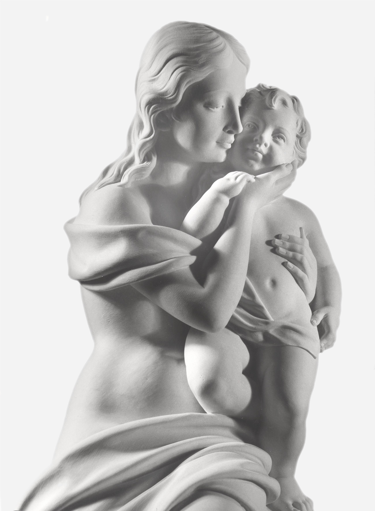 Madonna con Bambino - Scultura in Marmo Bianco Statuario Carrara
