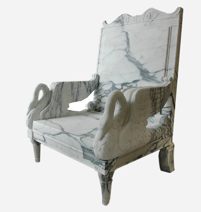Marble throne with goose shaped arms